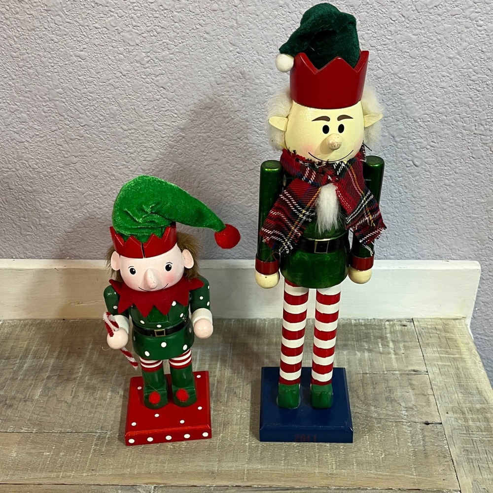(2) Festive Wood Elves Nutcrackers